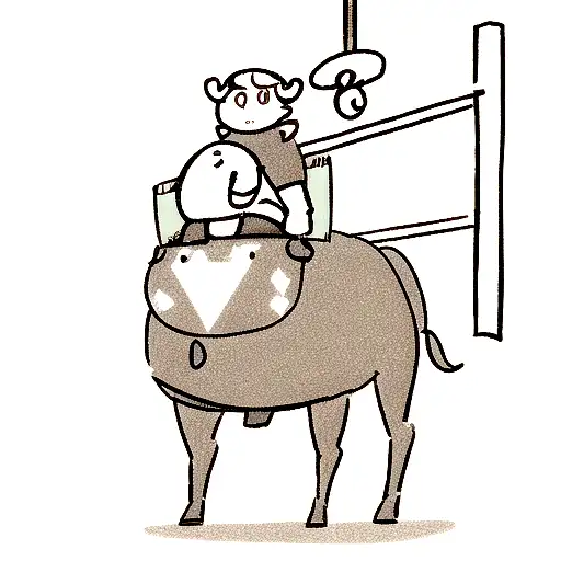 A Sketch-style Illustration Of A Bull With A Weight Scale Balanced On Its Horns