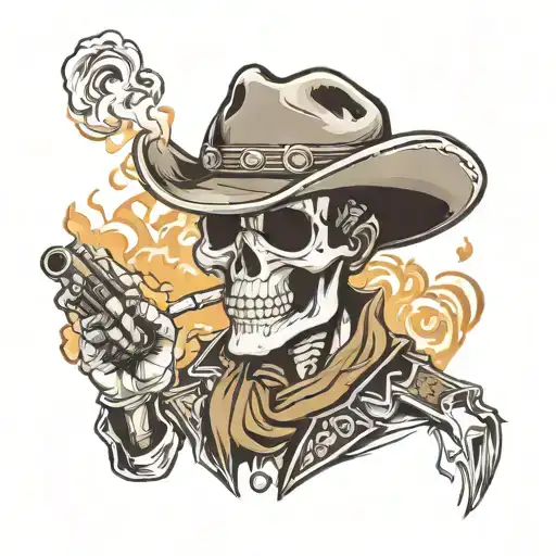 Western Cowboy Skull Smoking