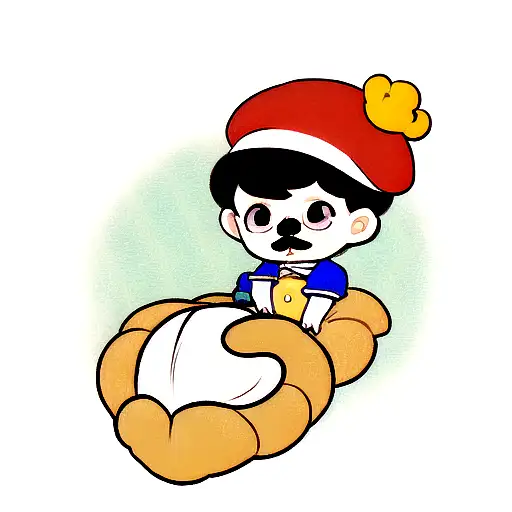 A Baby Croissant With A Beret And A Moustache