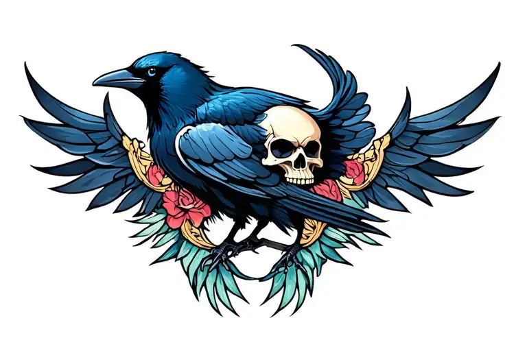 Crow With Skull