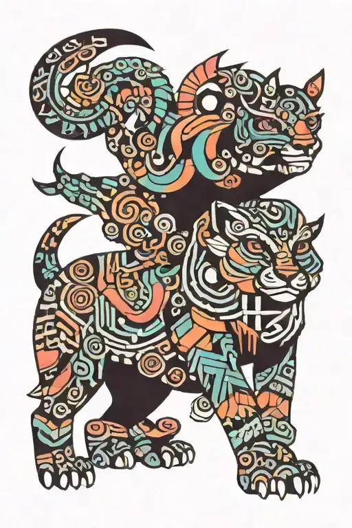 Psychedelic Geometric Inca Wild Animal