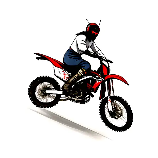 Samurai Robot Riding Dirt Bike