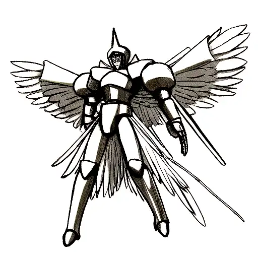 Crusader Man Angel With Spread Wings And Arms