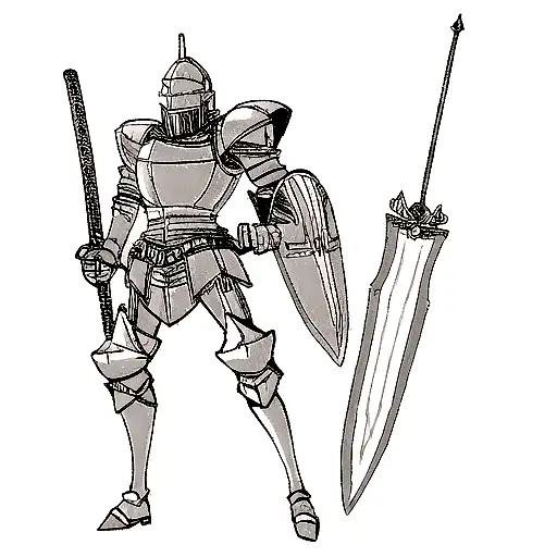 Knight With Sword In Arms