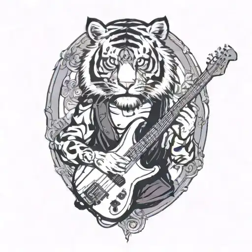 Tiger With A Black Belt Playing Bass Guitar