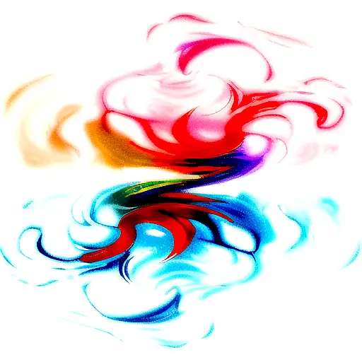 An Abstract Representation Of Fire And Water Blending Together In A Paint Swirl