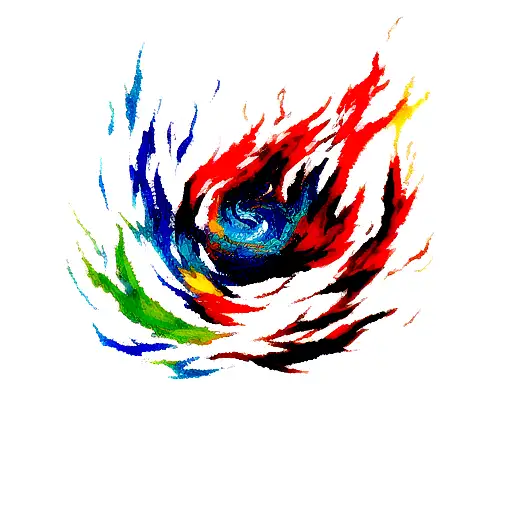 An Abstract Representation Of Fire And Water Blending Together In A Paint Swirl