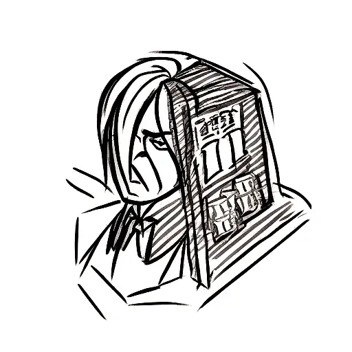 A Sketch-style Portrait Of A Mafia Figure Counting Money