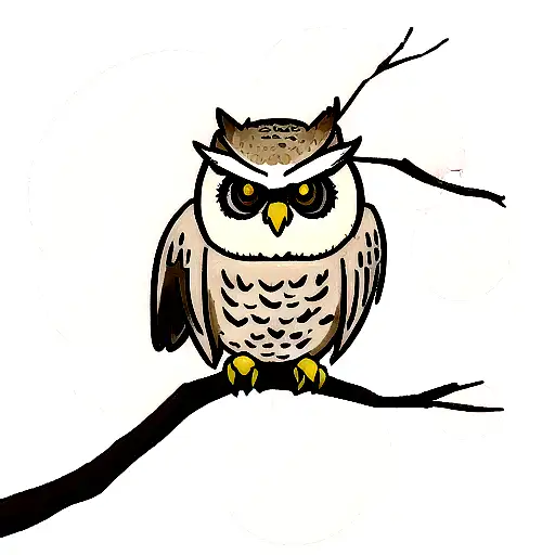 Angry Owl On Branch