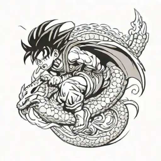 Goku Riding A Dragon
