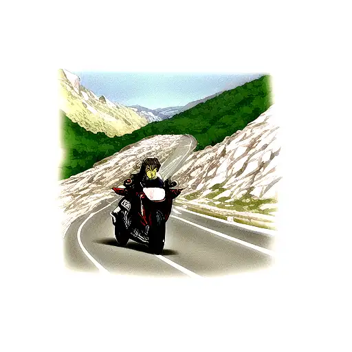 A Motorcycle Speeding Through A Mountain Pass