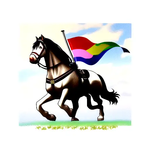 Clydesdale Horse With Pride Flag On Its Back