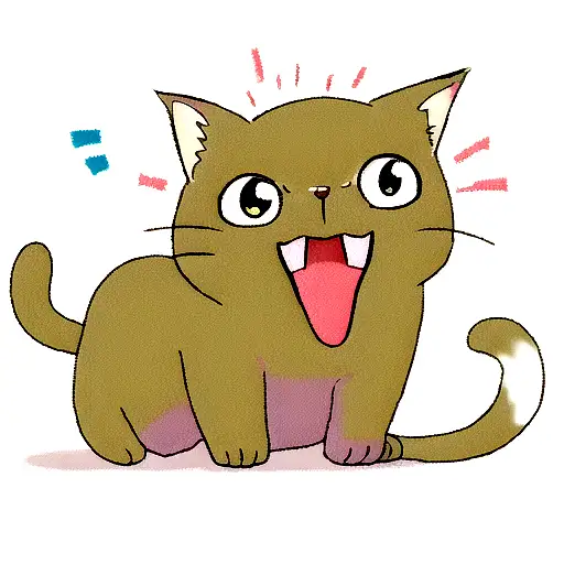 A Tri-colored Cat Yawns