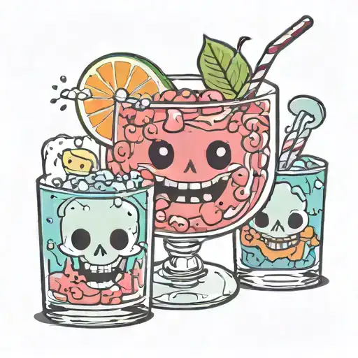 Kawaii Creepy Cocktail Rocks Glass