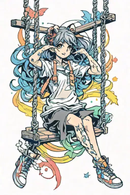 Girl On Rainbow Swing