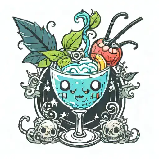 Creepy Kawaii Cocktail Glass