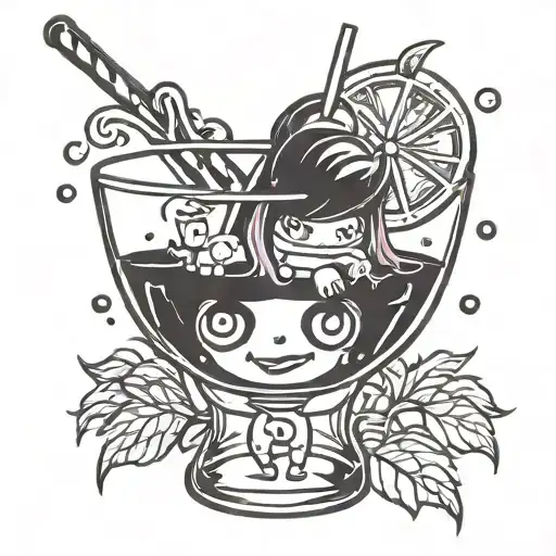 Kawaii Creepy Cocktail Glass