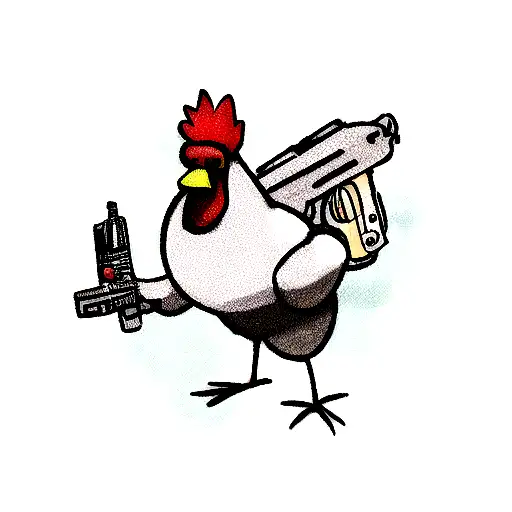 Cartoon Chicken With Gun