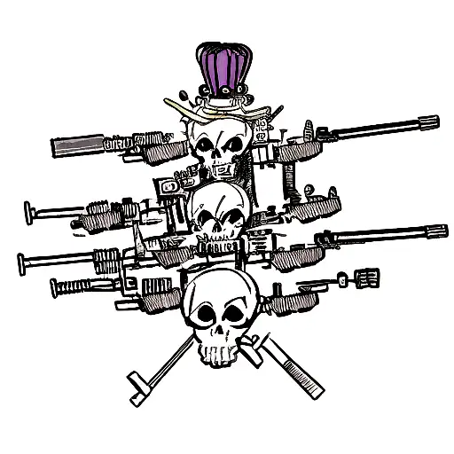 A Skull Wearing A Crown Made Of Guns