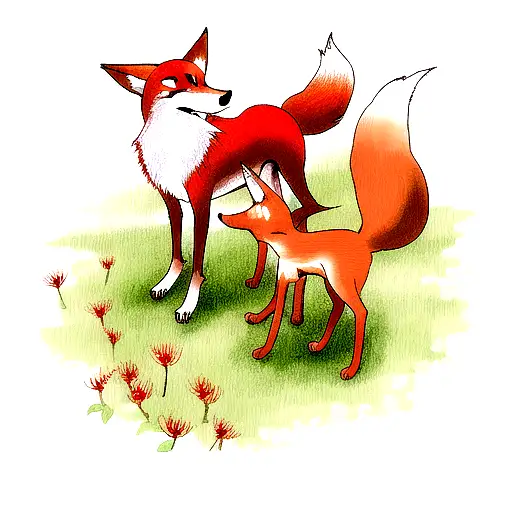 Red Spider Lily And A Fox