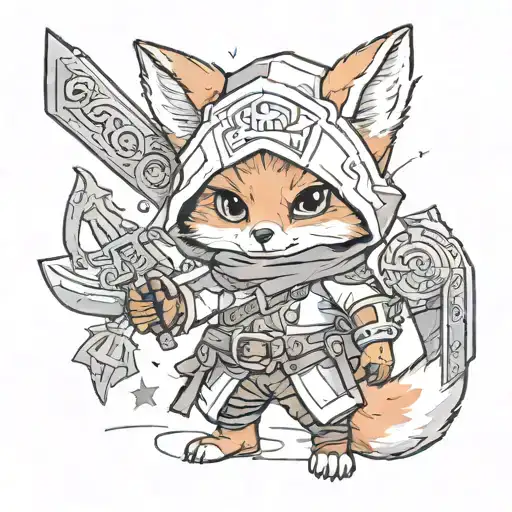 Cute Baby Fox Dressed As A Rogue With All The Assasins Creed Weapons
