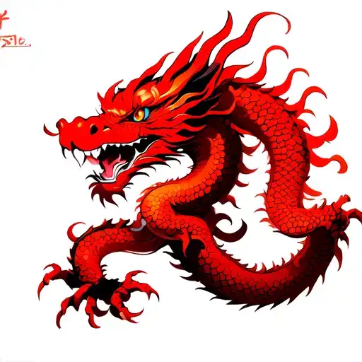 Chinese Dragon In Red