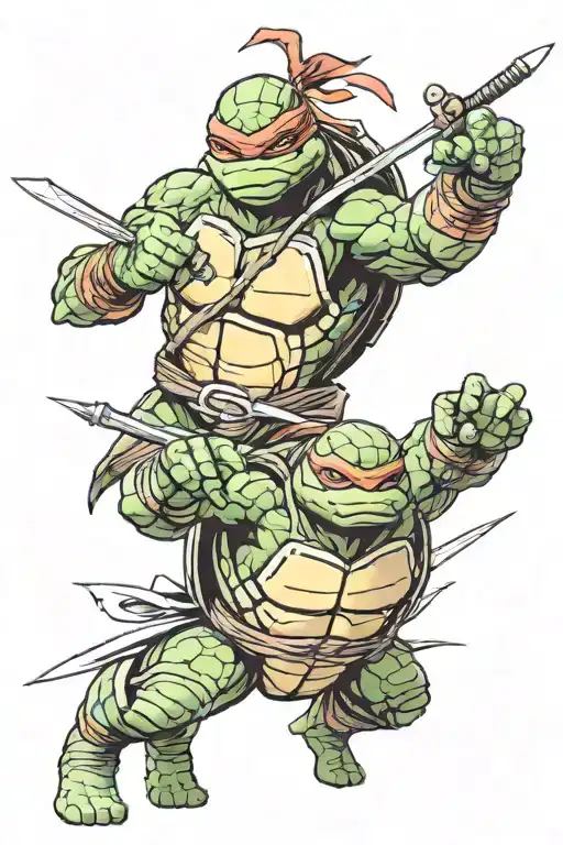 Angry Ninja Turtle Rafael In Battle Scene
