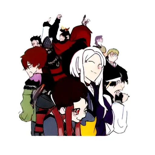 A Sleeve Tattoo Of A Group Of Characters