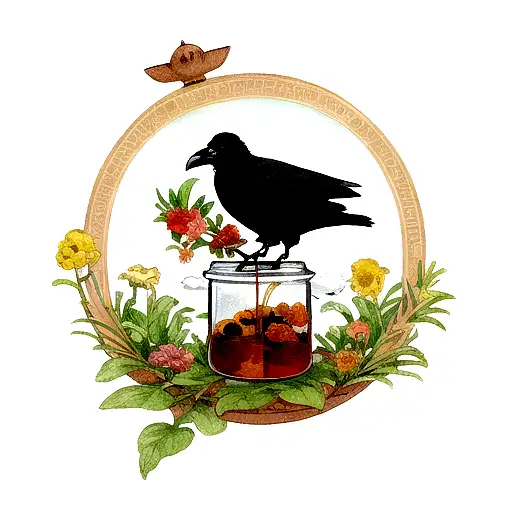 Crow With Honey Jar