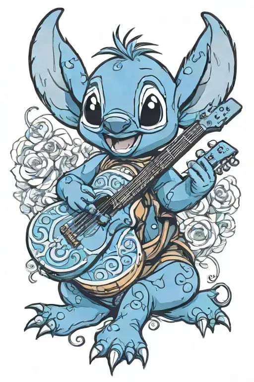 Disney Stitch Holding Guitar
