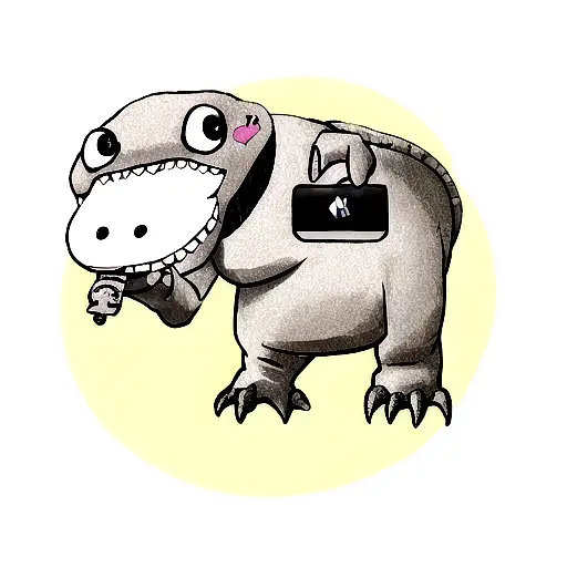 Dinosaur With An Ipad Eatting Oreos