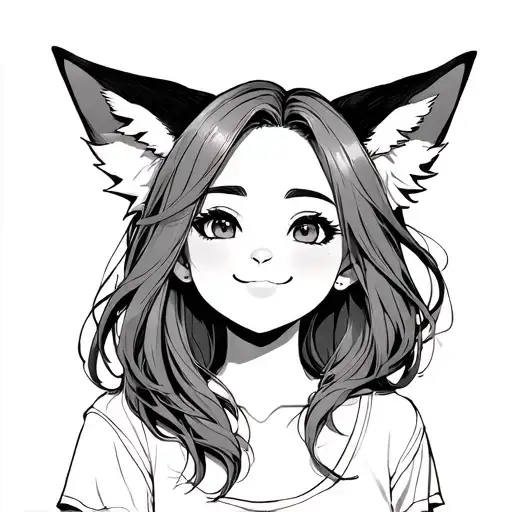 A Girl With Fox Ears Is Happy