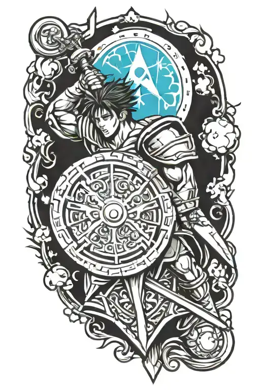 Warrior With Shield And Sword
