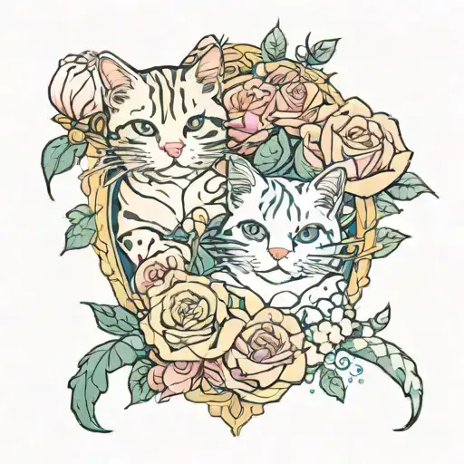 Cats And Aquarius And Roses