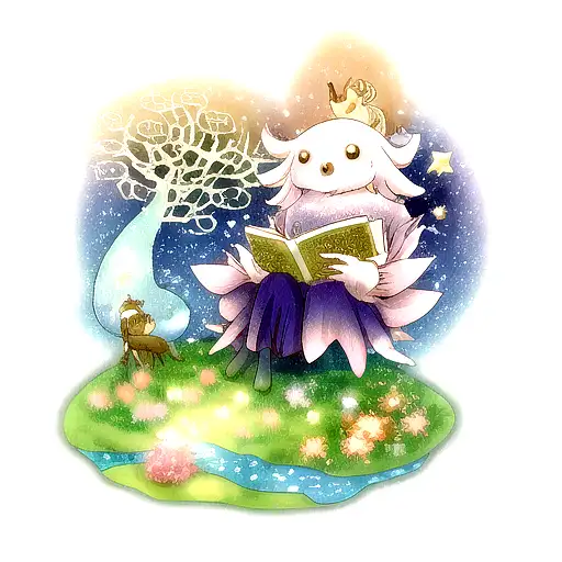 A Whimsical Fantasy Creature Reading A Book Under A Starry Night Sky