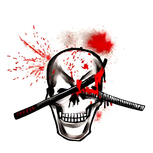 Katana Bleeding On A Skull