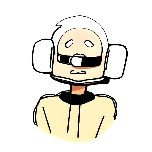 Miniature Bald Guy Wearing A Vr Headset