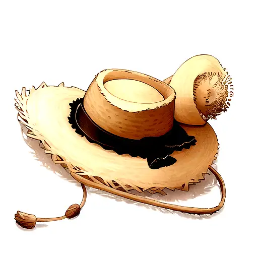 Straw Hat With Semicolon Symbol