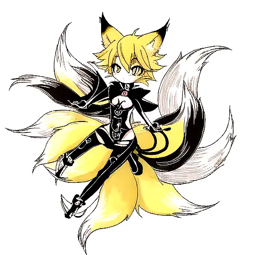 Yellow Fox With Three Black-tipped Tails