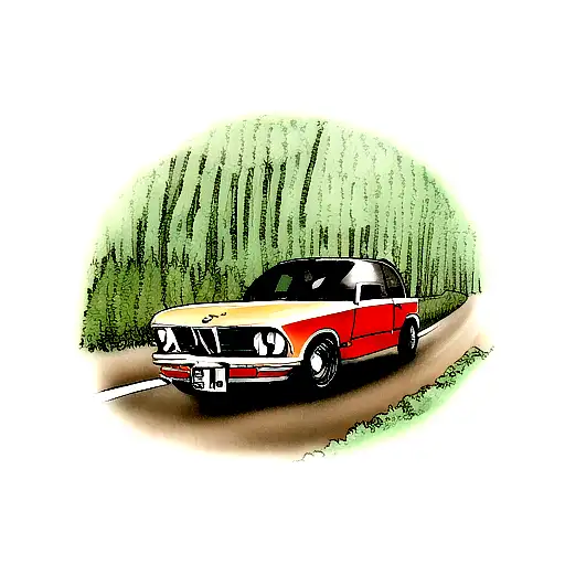 A Vintage Bmw Car Speeding Through A Forest