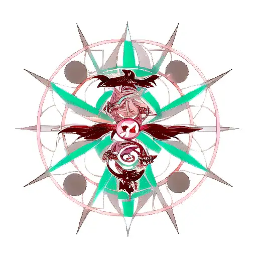 Dragon Connected By 4 Swords In Each Direction