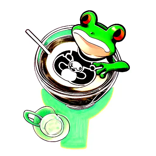 Frog Drinking Coffe