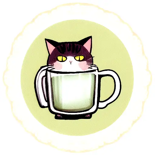 A Cat With A Beer Mug In A Round Frame