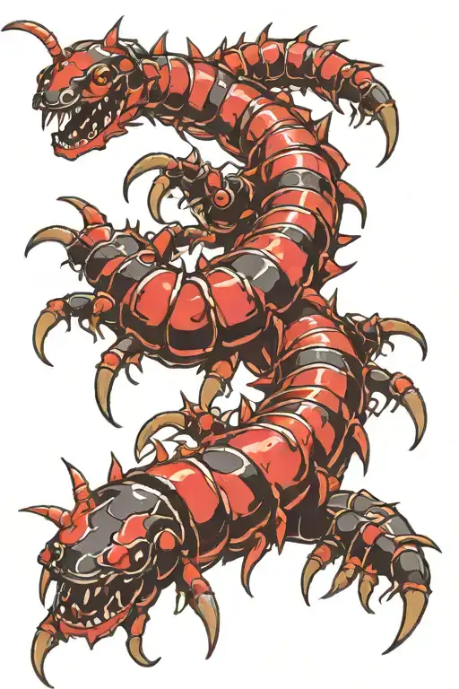 Scolopendra In Black And Red Color