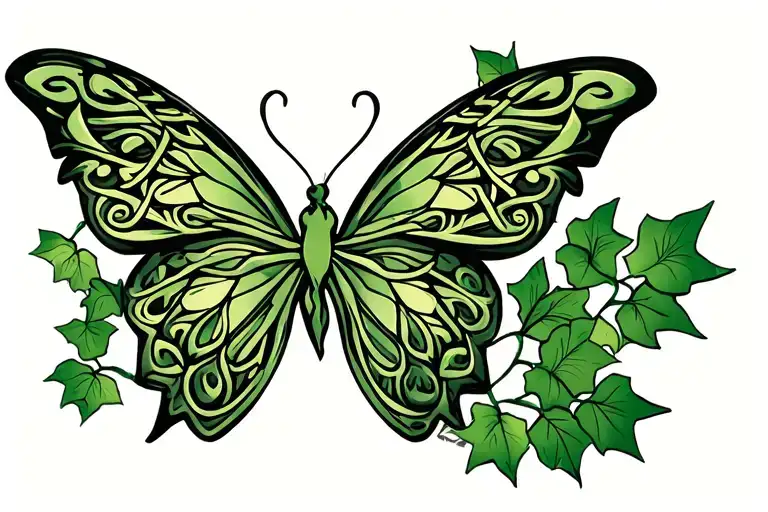 Celtic Butterfly With Ivy Leaves