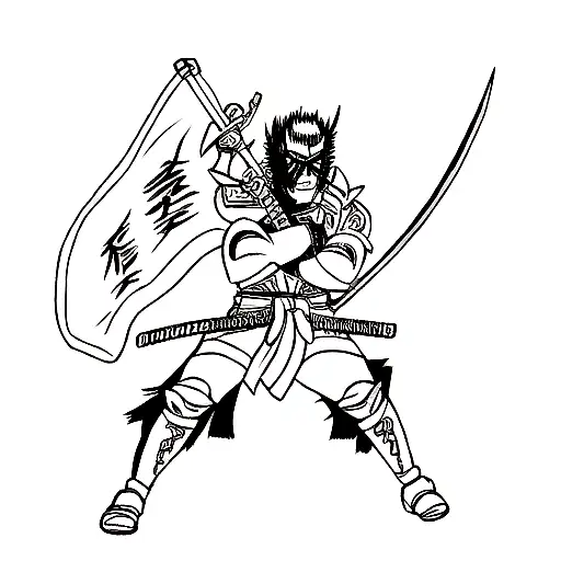 Demon Samurai With Sword And Banner
