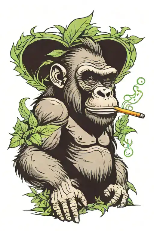 Gorilla Smoking Weed