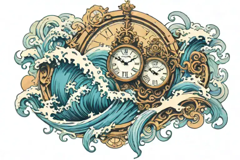 Waves With Bridge And Clock Embedded