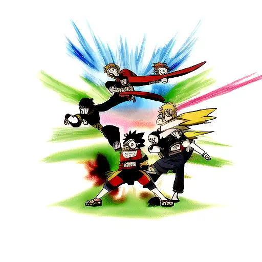 Naruto And Other Anime Characters In A Fierce Battle