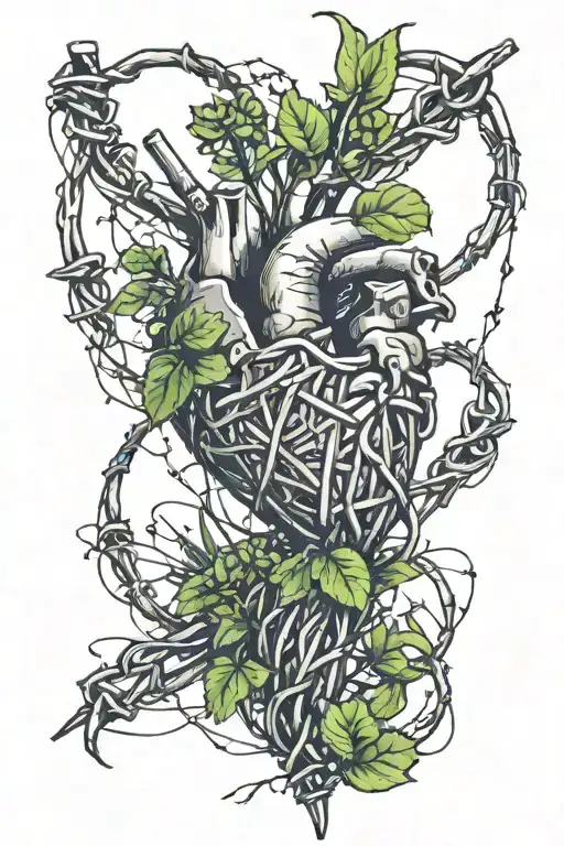 Barbed Wire Heart With A Plant Ranek Incorporated